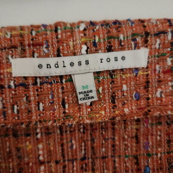 NWOT Endless Rose Tweed Frayed Hem Pencil Mini Skirt Size Juniors Medium - Picture 2 of 6